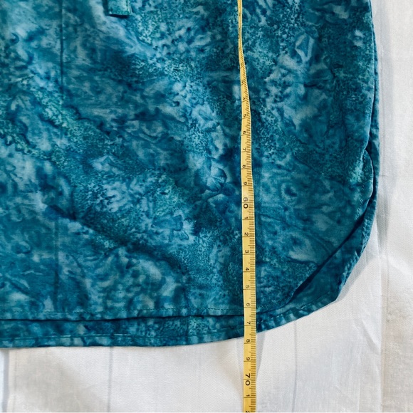 Blue Batik Style Handmade Women's Sleeveless Renaissance Tunic V Neck Tie Up - Picture 13 of 13